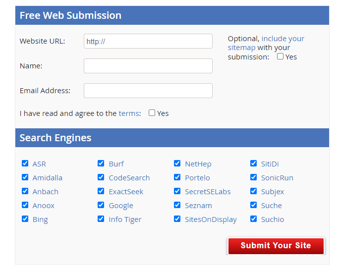 free web submission Image