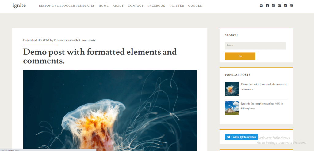 Ignite Blogger Template