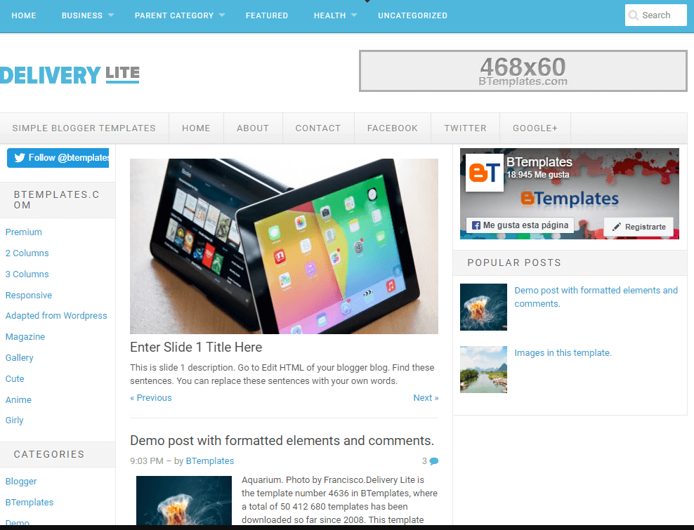 Delivery Lite Blogger Templates